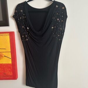 Chic Black Embellished Mini Dress